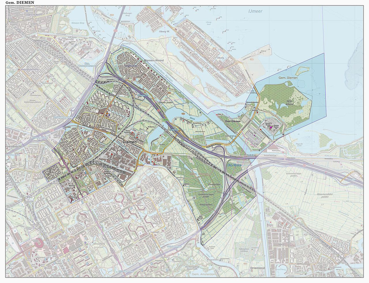 Kaart van Gemeente Diemen